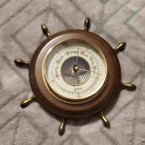 Vintage Jason Ship Wheel Aneroid Barometer-Works-Tested with Air Pressure